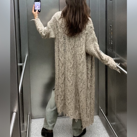 LAST CHANCE 2024 ZARA CABLE KNIT TORN COAT - Picture 3 of 10